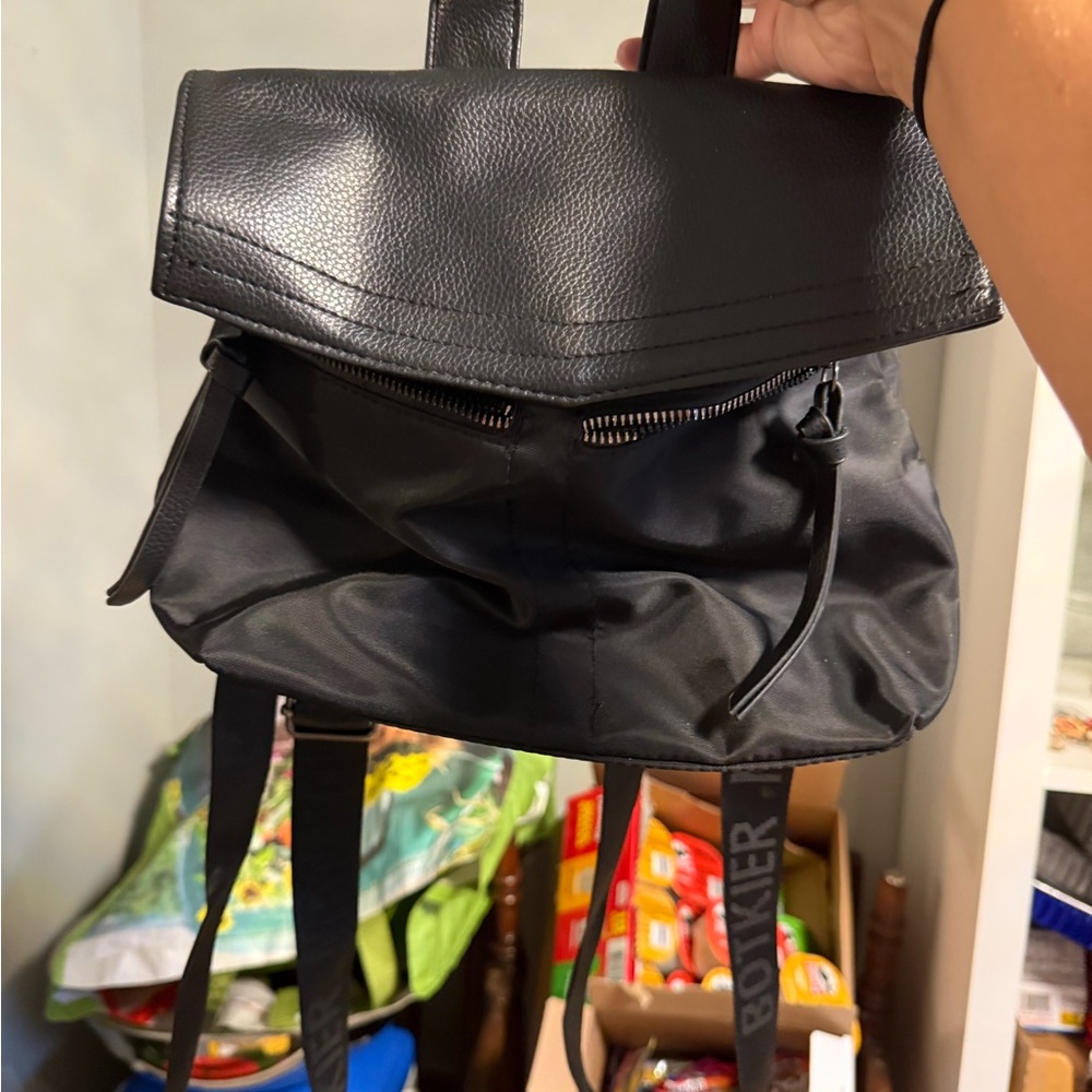 Botkier Black Leather and Nylon Backpack